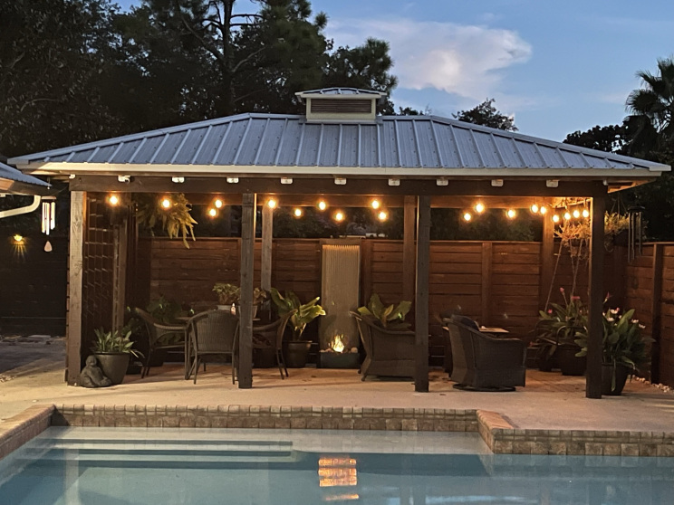 patio string lights night